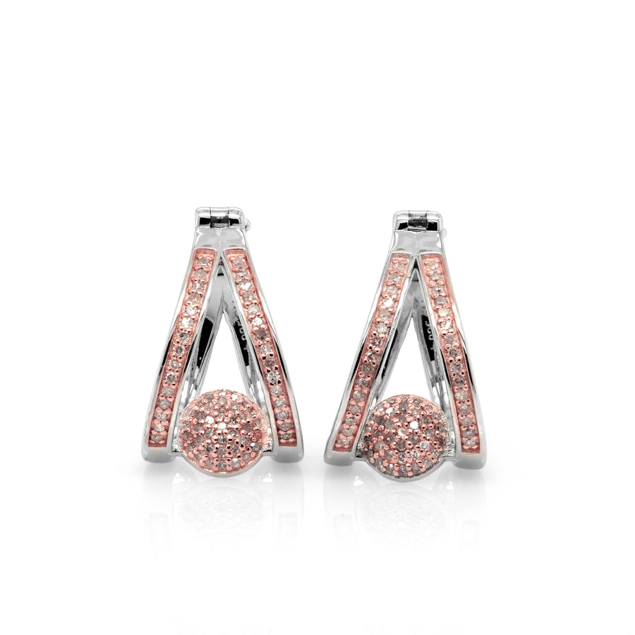 0.46 Cts Pink Diamond Earring in 925 Two Tone