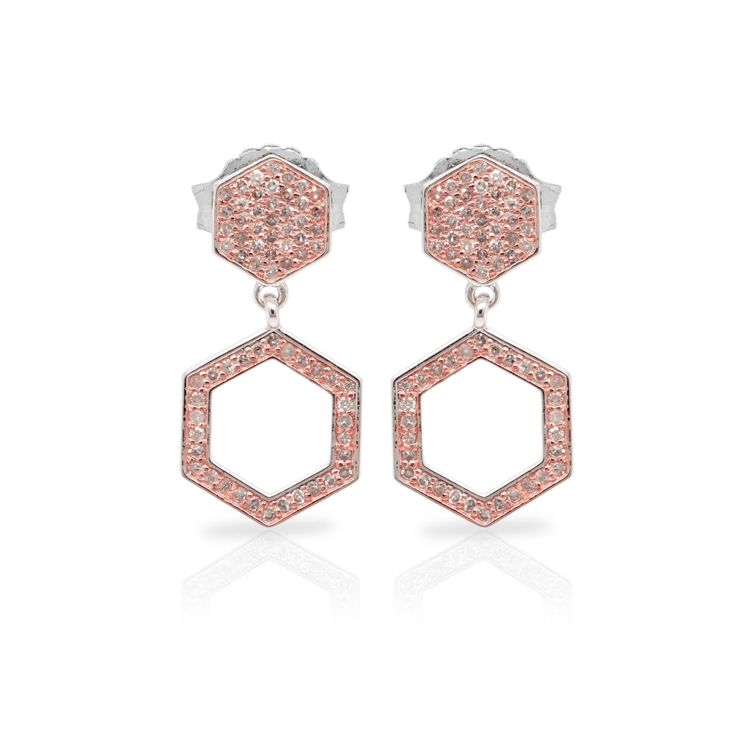 0.52 Cts Pink Diamond Earring in 925 Two Tone