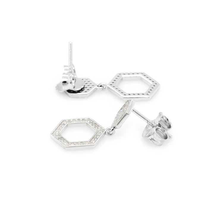 0.58 Cts White Diamond Earring in White Rhodium Plated 925 Sterling Silver