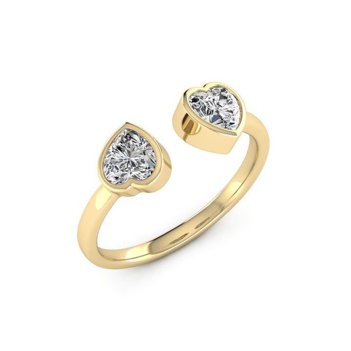 1.00 DEW Heart Shape White Moissanite Ring in 14K Yellow Gold