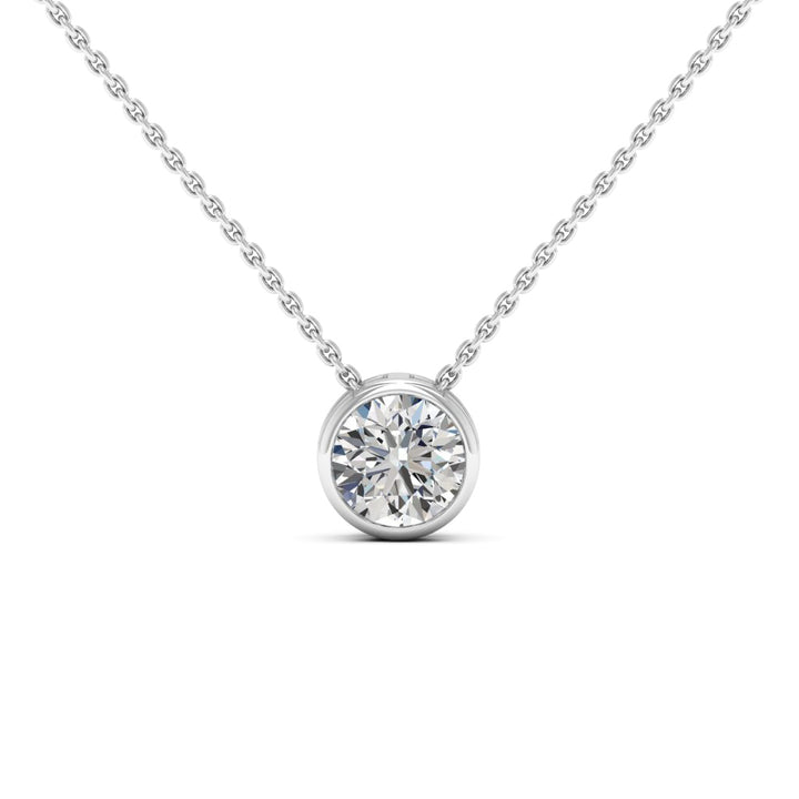 1.00 DEW Round White Moissanite Solitaire Pendant in 925 Sterling Silver