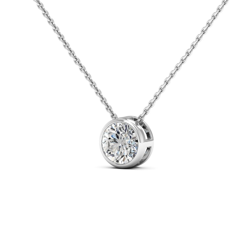 1.00 DEW Round White Moissanite Solitaire Pendant in 925 Sterling Silver