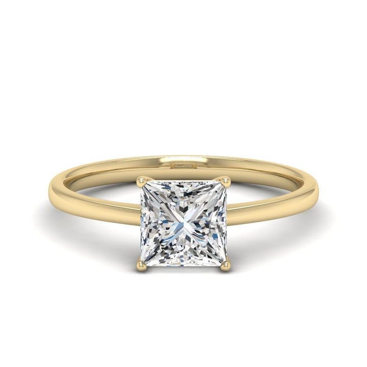 2.00 DEW Princess Cut White Moissanite Solitaire Ring in 14K Gold