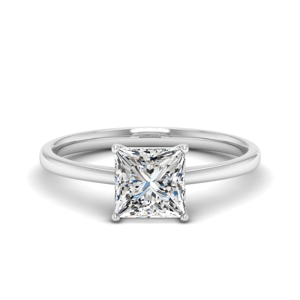 2.00 DEW Princess Cut White Moissanite Solitaire Ring in 14K Gold