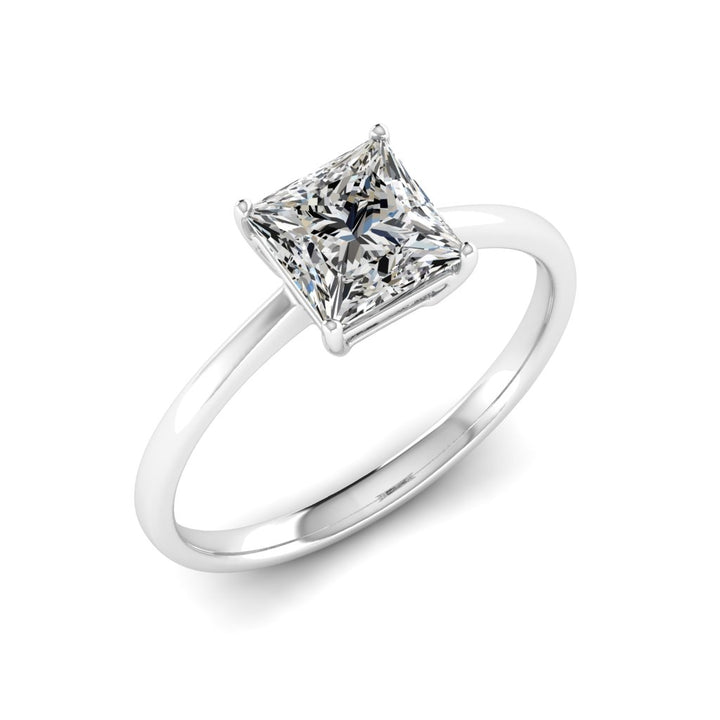 2.00 DEW Princess Cut White Moissanite Solitaire Ring in 14K Gold