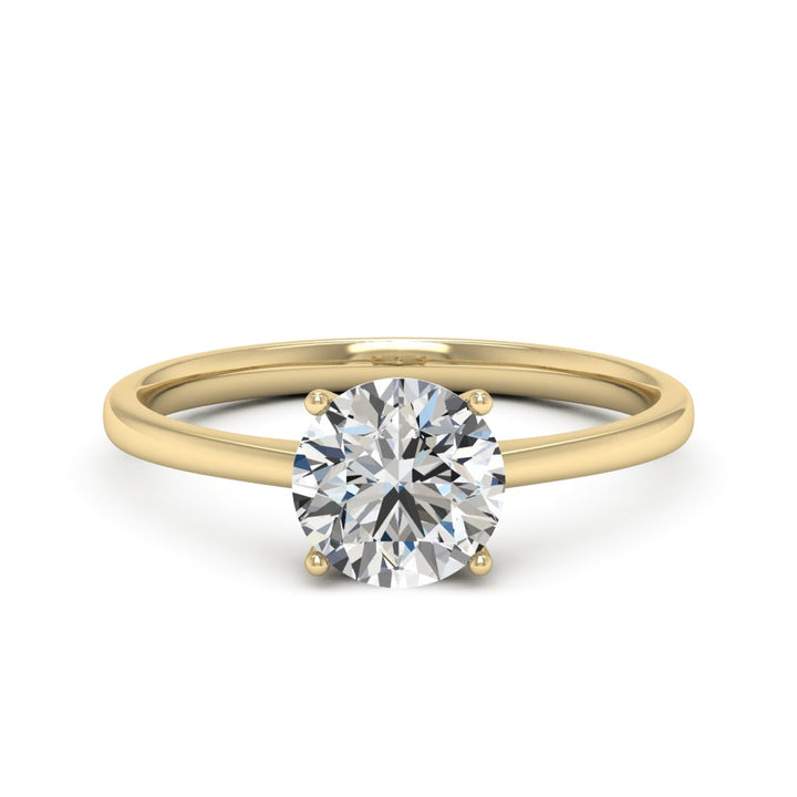 2.00 DEW Round White Moissanite Solitaire Ring in 14K Gold