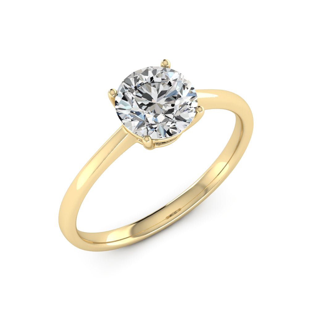 2.00 DEW Round White Moissanite Solitaire Ring in 14K Gold