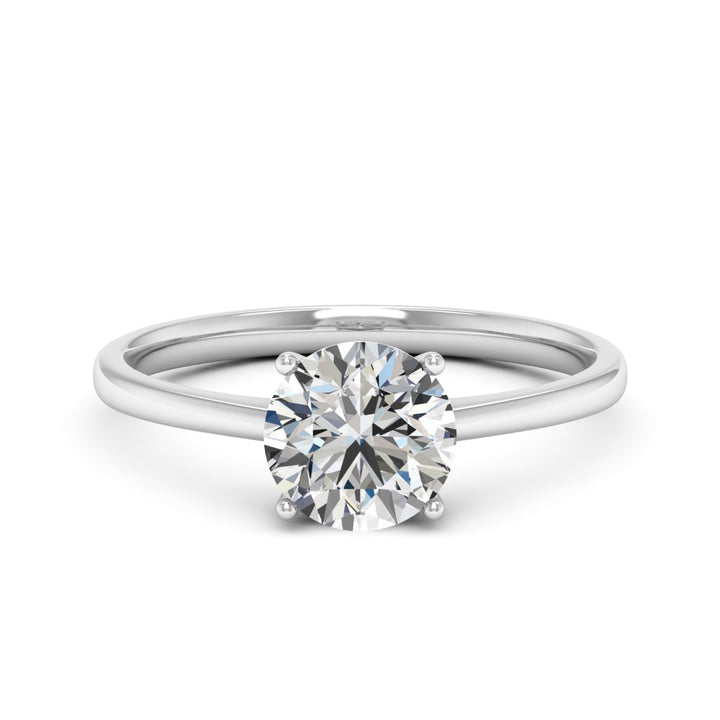 2.00 DEW Round White Moissanite Solitaire Ring in 14K Gold