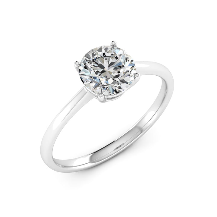 2.00 DEW Round White Moissanite Solitaire Ring in 14K Gold