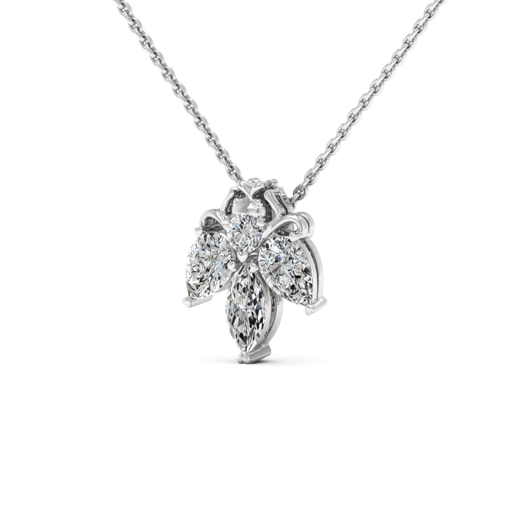 1.50 DEW Multi Shape White Moissanite Pendant in 14K White Gold