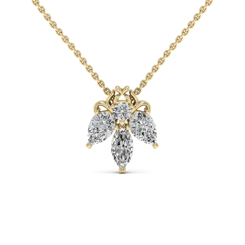 1.50 DEW Multi Shape White Moissanite Pendant in 14K Yellow Gold