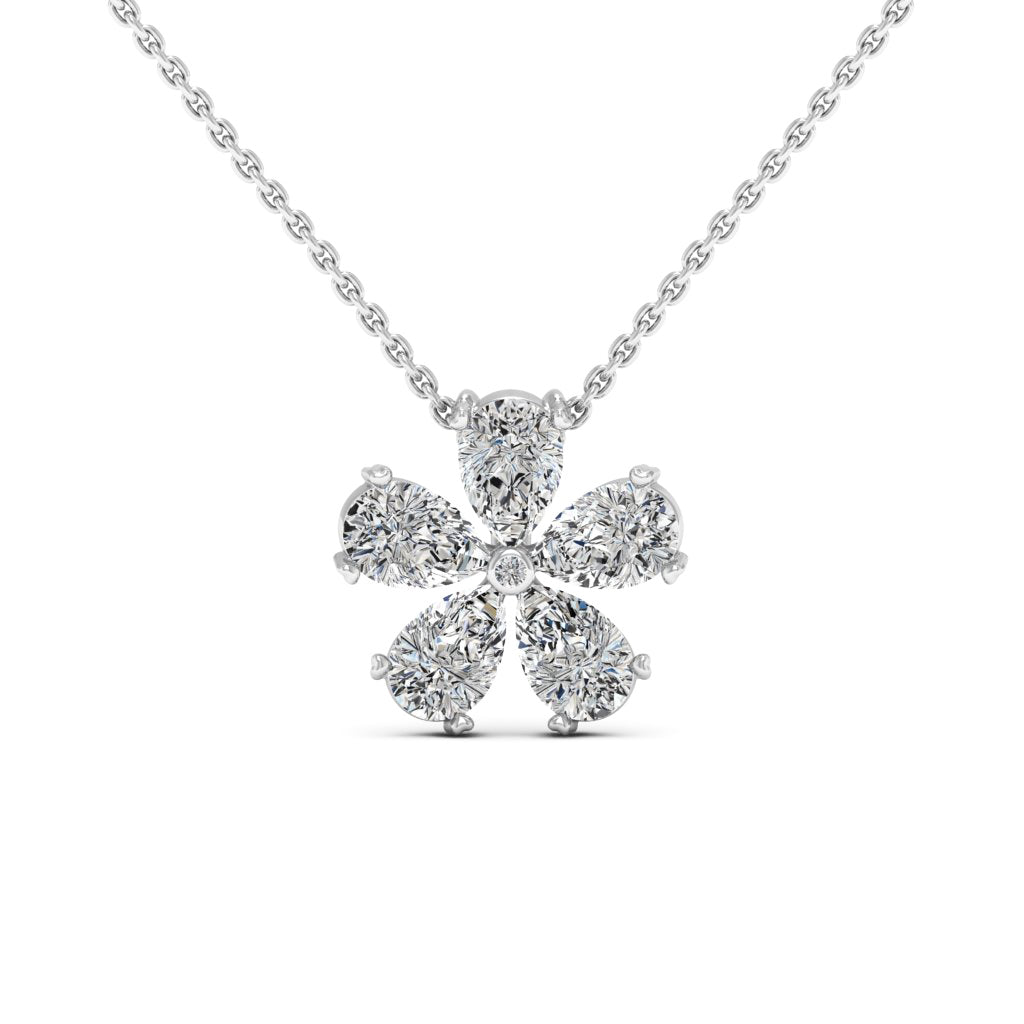 2.50 DEW Pear White Moissanite Pendant in 925 Sterling Silver