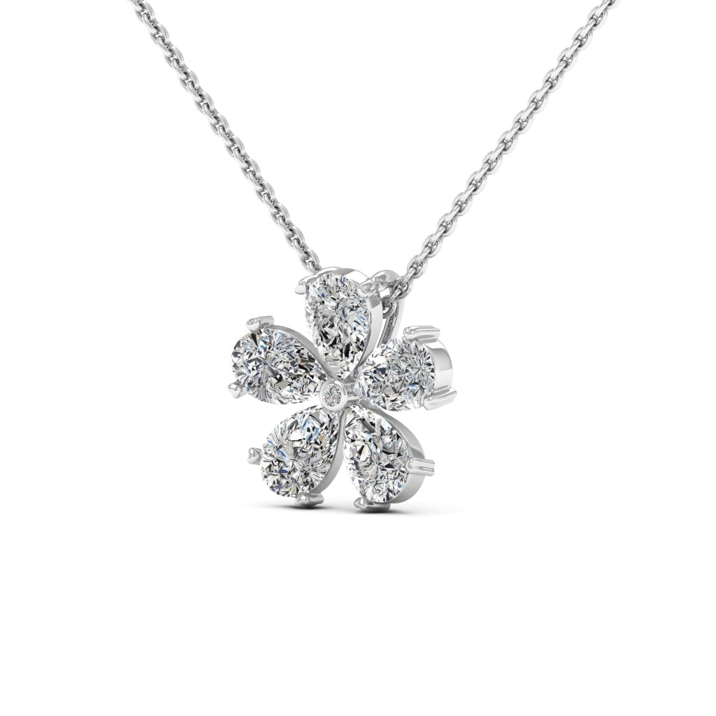 2.50 DEW Pear White Moissanite Pendant in 14K White Gold