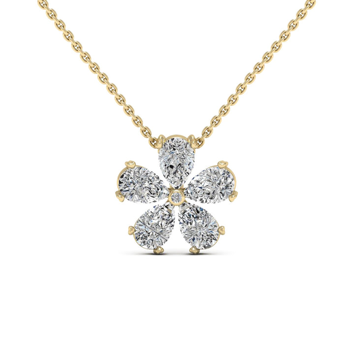 2.50 DEW Pear White Moissanite Pendant in 14K Yellow Gold