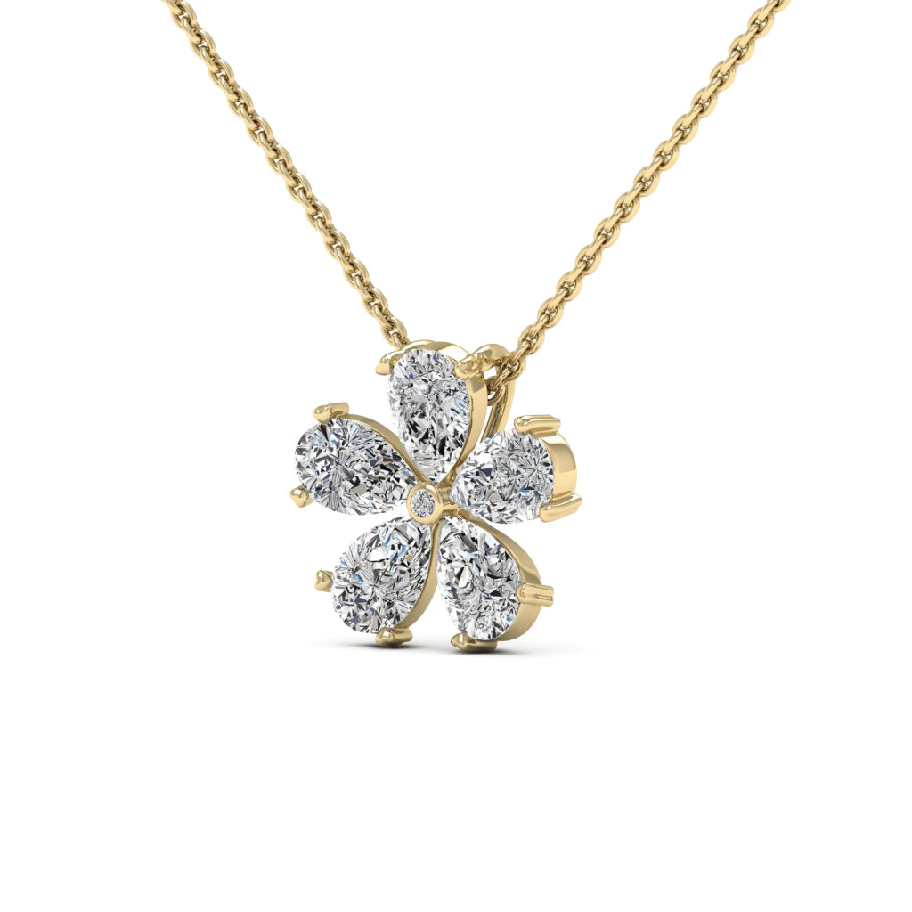 2.50 DEW Pear White Moissanite Pendant in 14K Yellow Gold