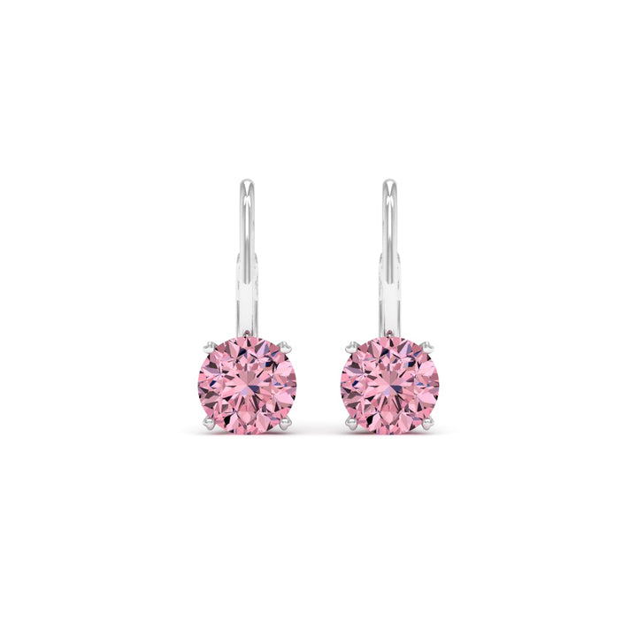 4.00 DEW Pink Moissanite Earring in 925 Platinum Plated