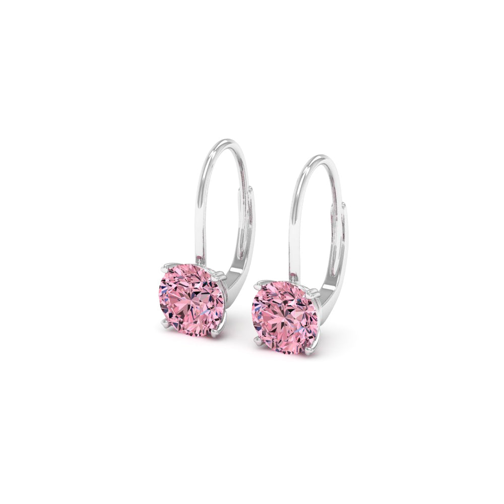 4.00 DEW Pink Moissanite Earring in 925 Platinum Plated