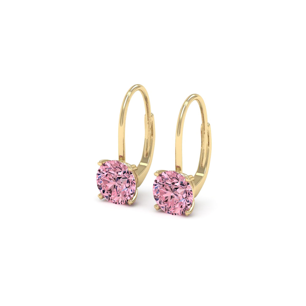 4.00 DEW Pink Moissanite Earring in 14K Yellow Gold
