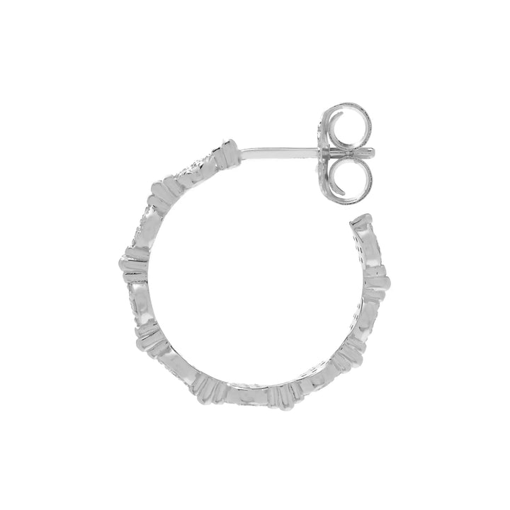 0.81 Cts White Diamond Hoop Earring in Platinum Plated 925 Sterling Silver