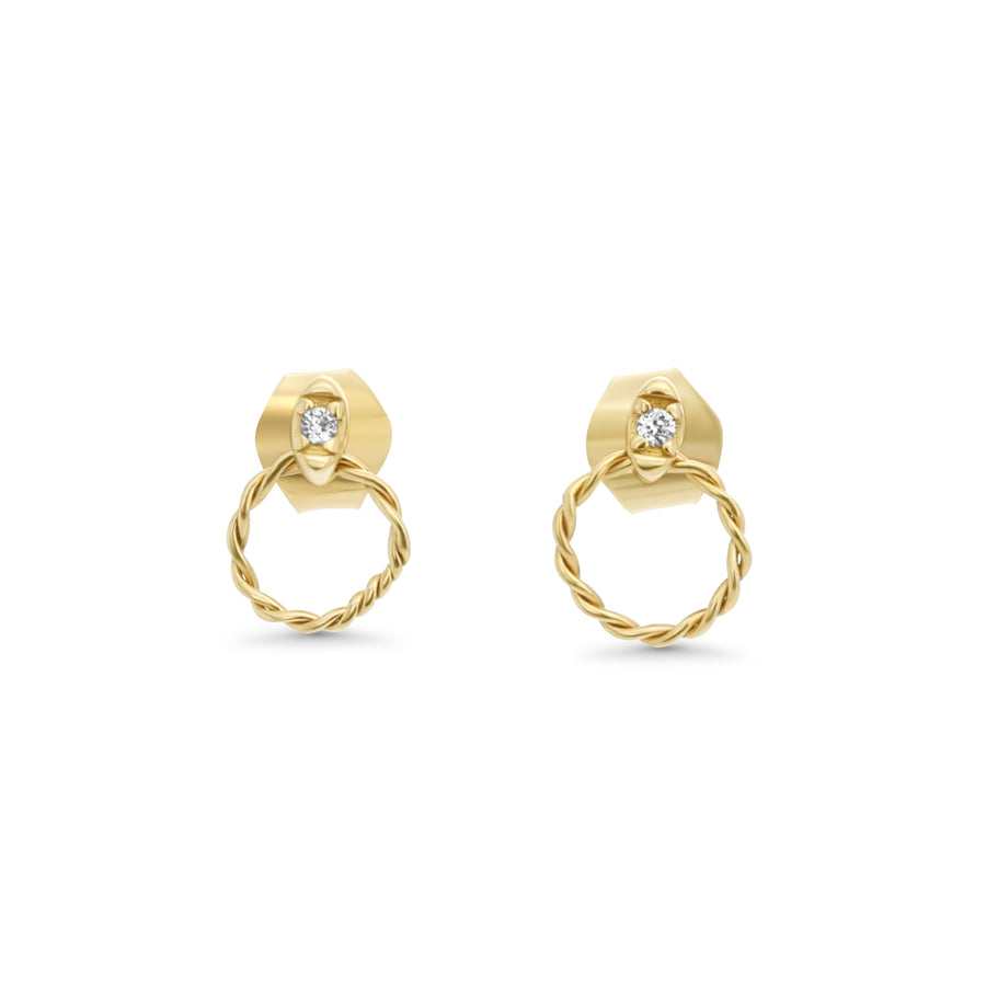 0.01 Cts White Diamond Earring in 14K Yellow Gold