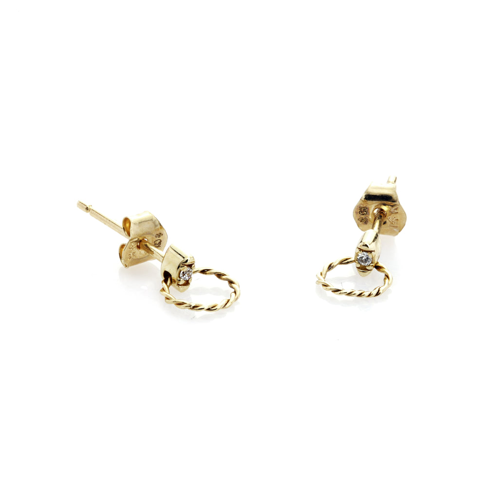 0.01 Cts White Diamond Earring in 14K Yellow Gold