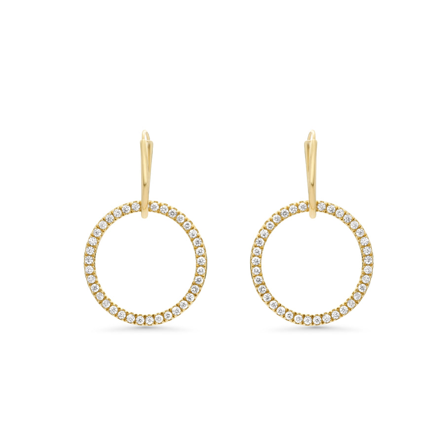 0.52 Cts White Diamond Earring in 14K Yellow Gold