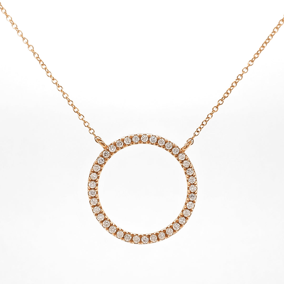 0.26 Cts White Diamond Necklace in 14K Yellow Gold