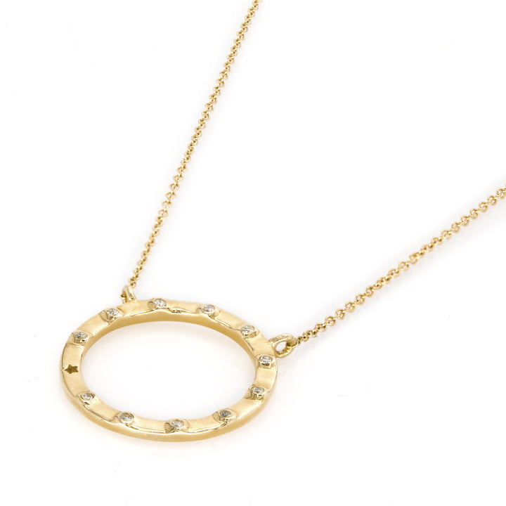 0.04 Cts White Diamond Necklace in 14K Yellow Gold