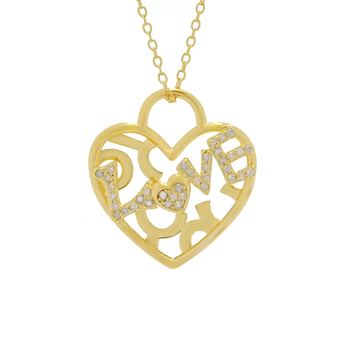 0.25 Cts White Diamond Heart Pendant in 18K Gold Plated 925 Sterling Silver