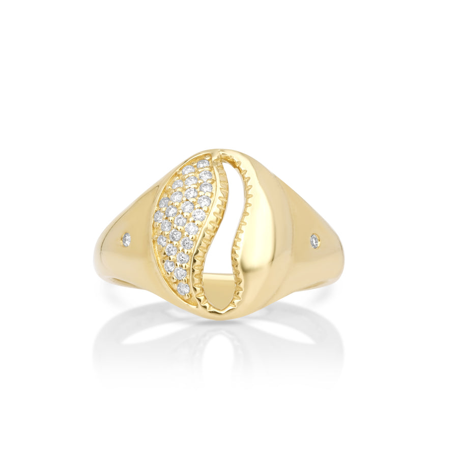 0.16 Cts White Diamond Ring in 14K Yellow Gold