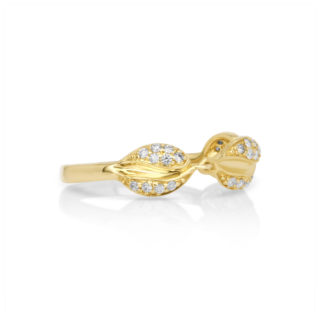 0.18 Cts White Diamond Ring in 14K Yellow Gold