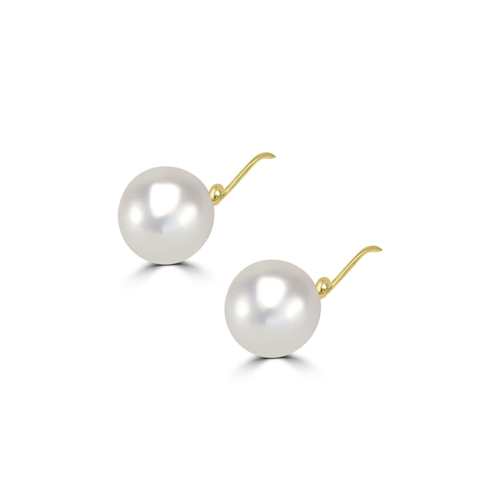 Golden Oasis - Classic Bridal Drop Pearl Earrings in 18K Yellow Gold Hooks