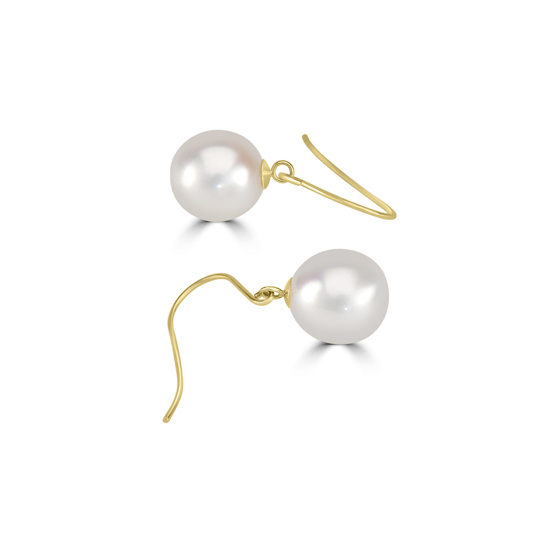 Golden Oasis - Classic Bridal Drop Pearl Earrings in 18K Yellow Gold Hooks