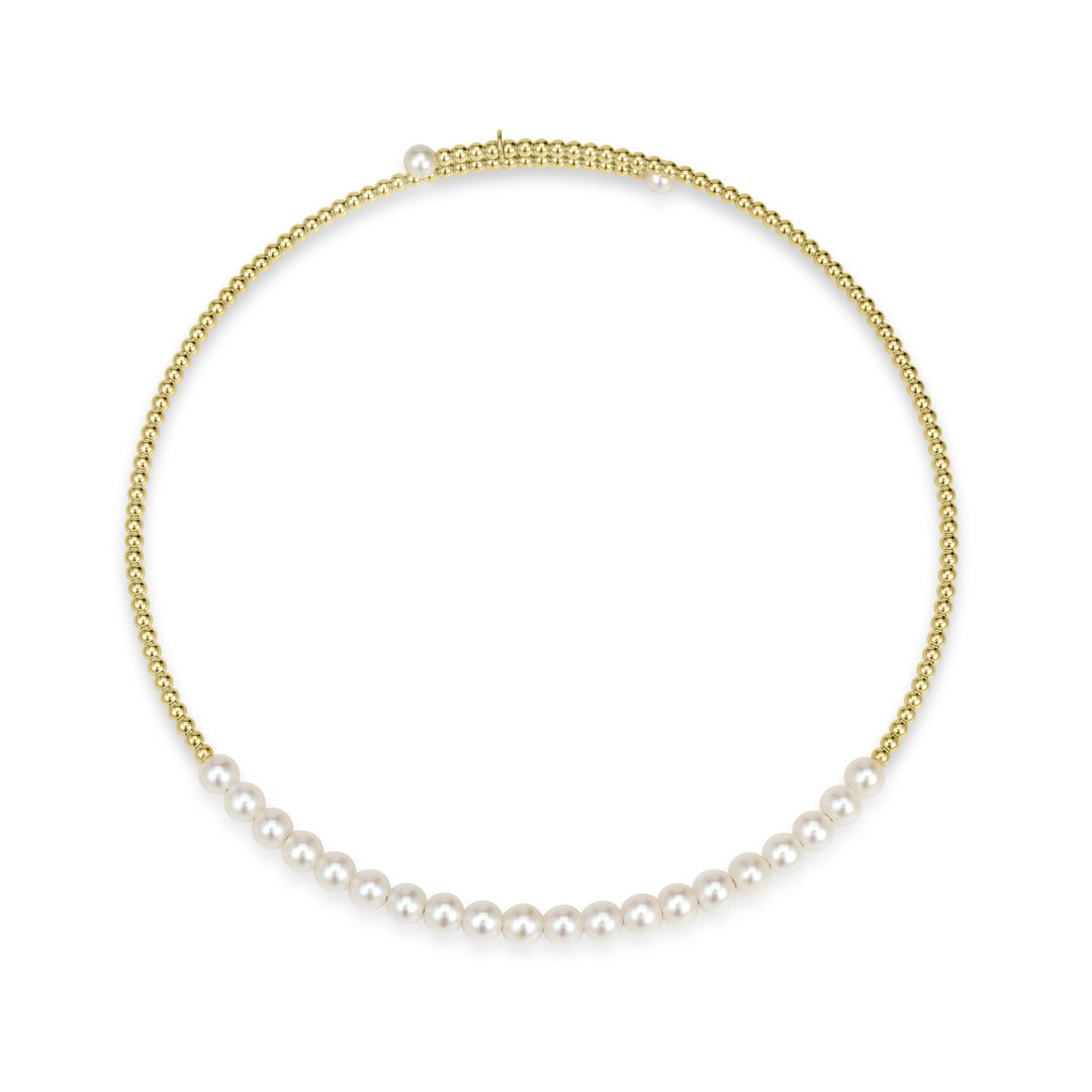 Pearl Beaded Flex Choker Necklace in 18K YG