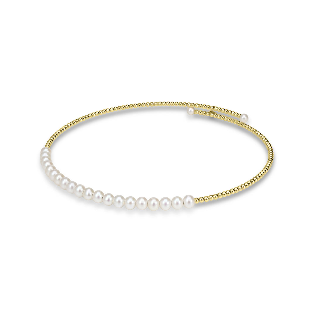 Pearl Beaded Flex Choker Necklace in 18K YG