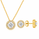 3.60 DEW Round Shape Moissanite Earring and Pendant Set in 925 Yellow Gold Plated
