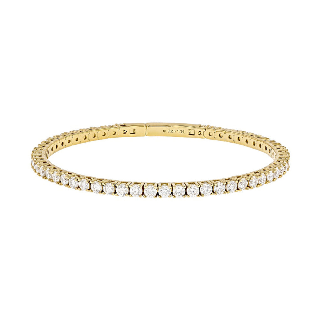 5.85 DEW Moissanite Bangle in 925 Yellow Gold Plated