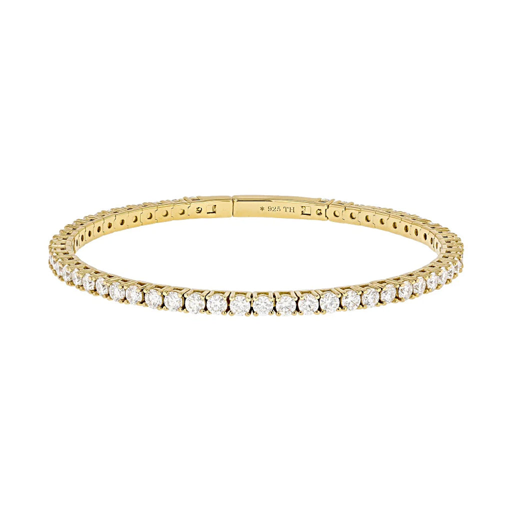 5.45 DEW Moissanite Bangle in 925 Yellow Gold Plated