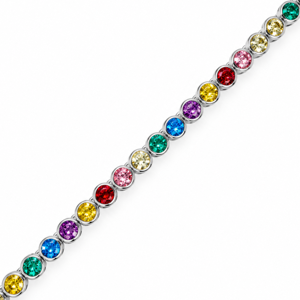 8.32 DEW Multi Color Moissanite Tennis Bracelet in 925 Platinum Plated