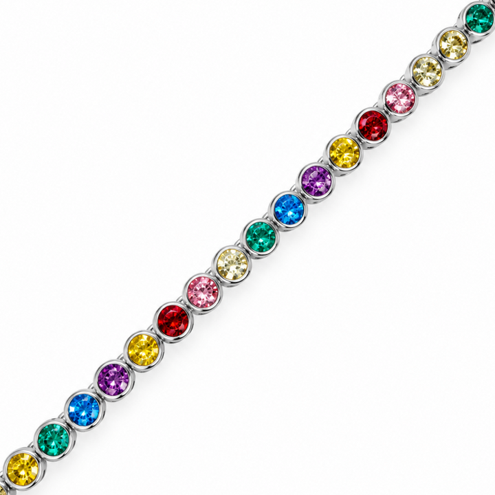 8.32 DEW Multi Color Moissanite Tennis Bracelet in 925 Platinum Plated