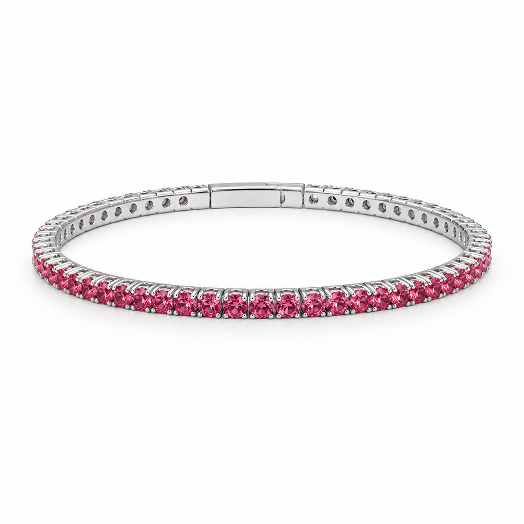 6.21 DEW Pink Moissanite Flex Bangle in 925 Platinum Plated