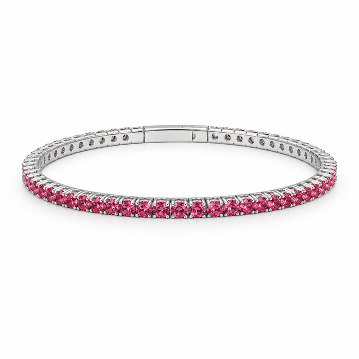 6.21 DEW Pink Moissanite Flex Bangle in 925 Platinum Plated