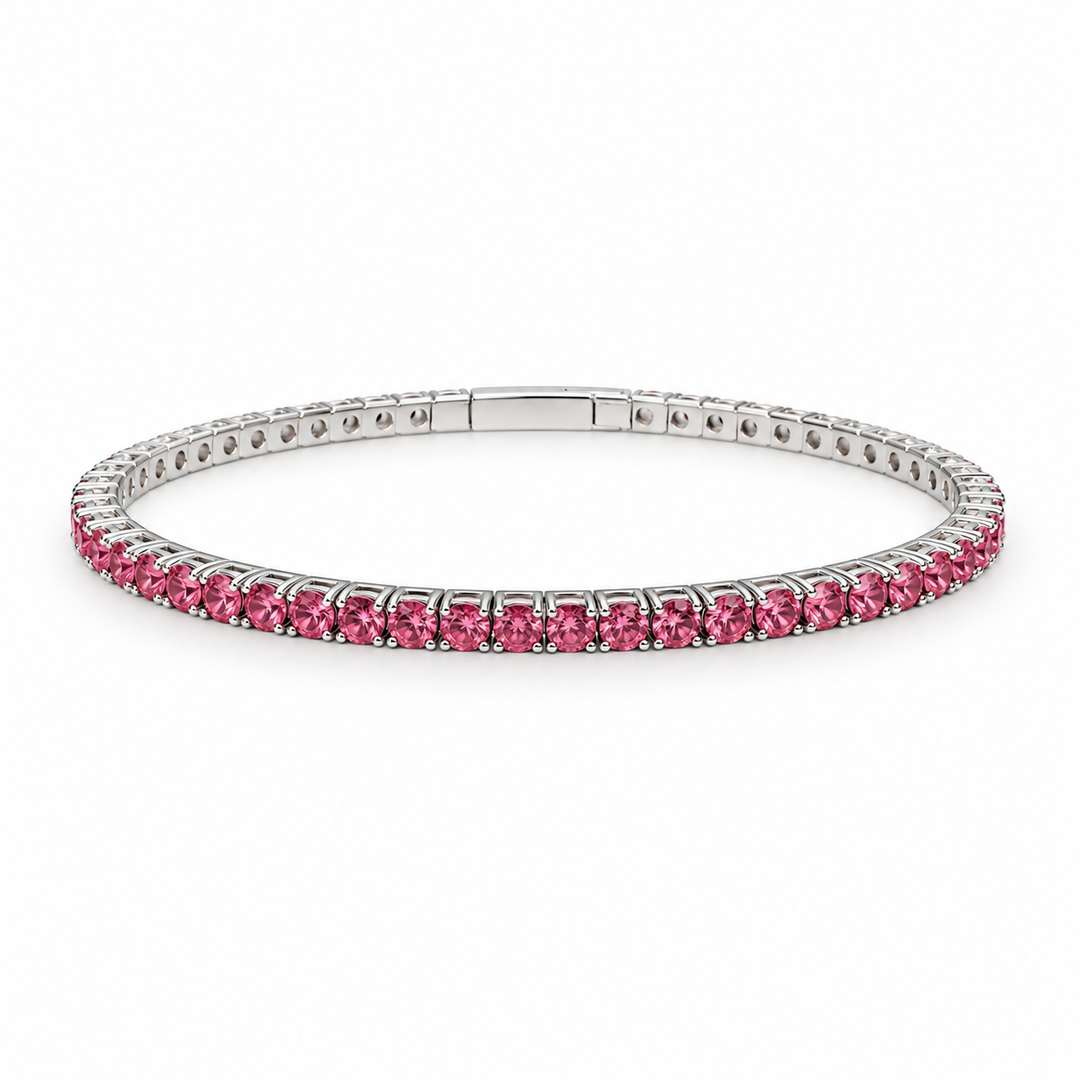 6.21 DEW Pink Moissanite Flex Bangle in 925 Platinum Plated