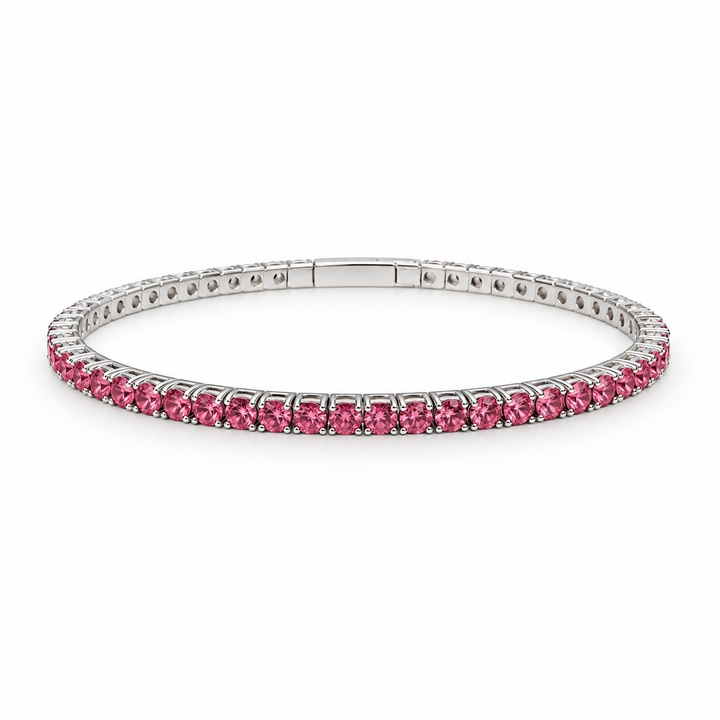 6.21 DEW Pink Moissanite Flex Bangle in 925 Platinum Plated
