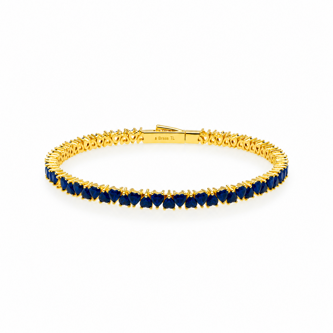 8.03 Ctw Blue Zircon Flex Bangle in Brass Yellow Gold