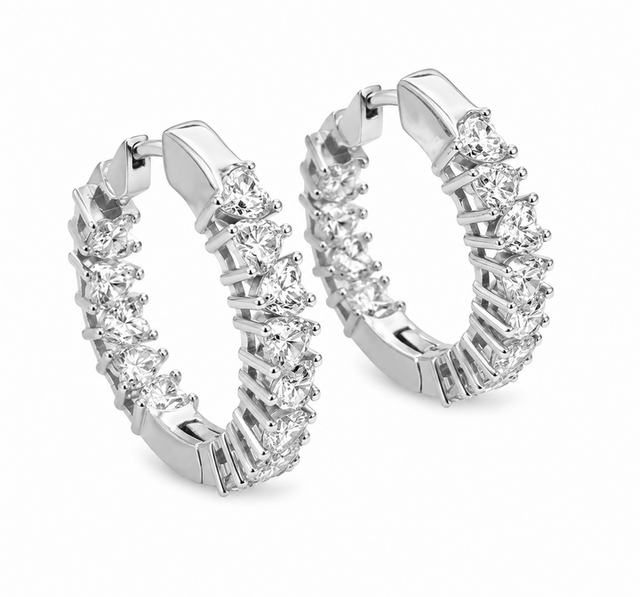 3.10 Ctw Lab Grown Diamond Hoop Earring in 925 Platinum Plated