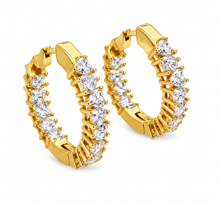 3.10 Ctw Lab Grown Diamond Hoop Earring in 925 Yellow Gold Plated