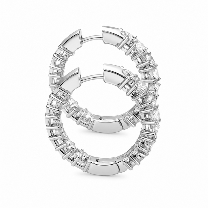 3.10 Ctw Lab Grown Diamond Hoop Earring in 925 Platinum Plated