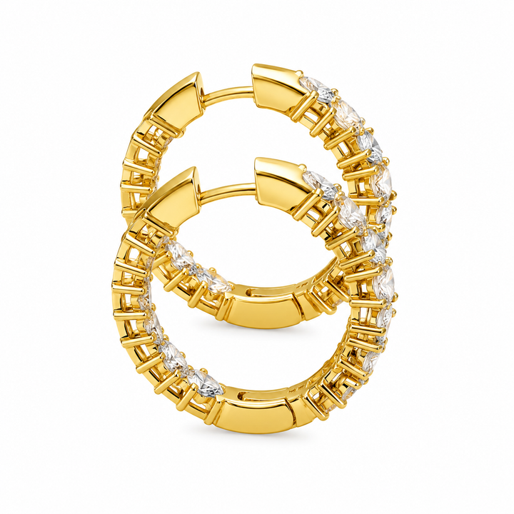 3.10 Ctw Lab Grown Diamond Hoop Earring in 925 Yellow Gold Plated