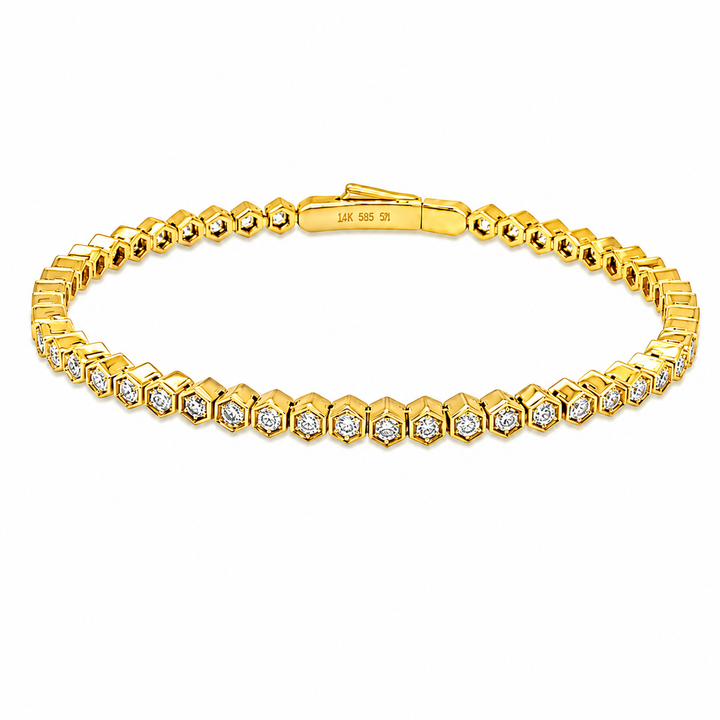 1.07 Ctw Lab Grown Diamond Flex Bangle in 925 Yellow Gold Plated